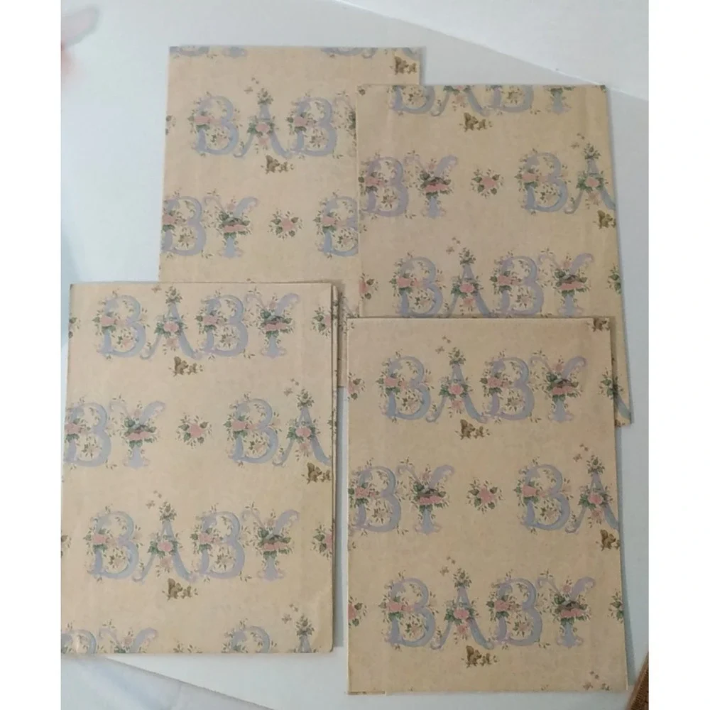 8 Sheets VTG Baby Giftwrap Wrapping Paper each 20